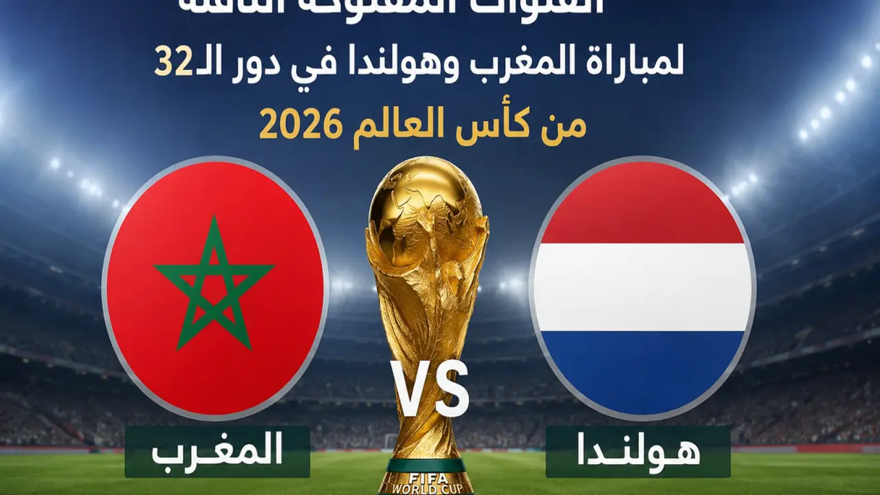 قنوات مفتوحة لمباراة المغرب وهولندا في دور الـ32 بكأس العالم